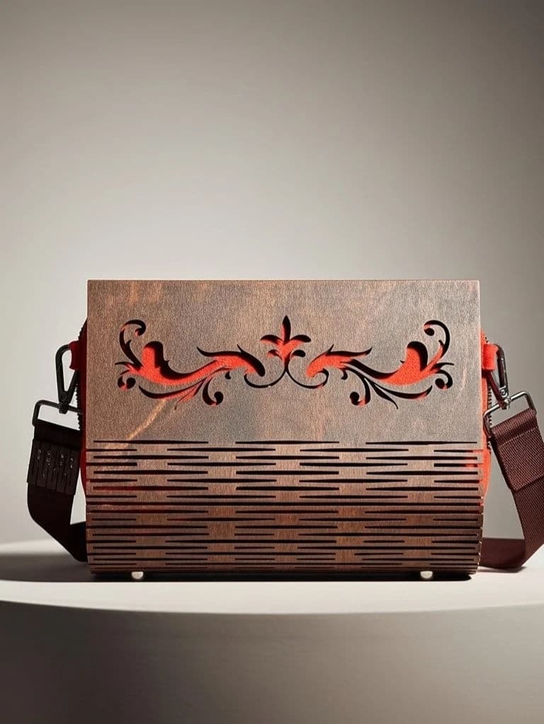 Handcrafted Wooden & Eco-Leather Crossbody Bag